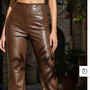 Etro Brown Leather Wide Leg Pants